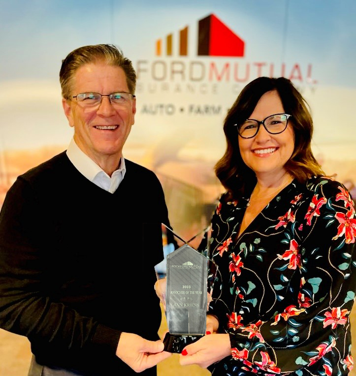 ANN KRIENS, AVP - CLAIMS, NAMED ROCKFORD MUTUAL INSURANCE COMPANY 2023 ASSOCIATE OF THE YEAR 