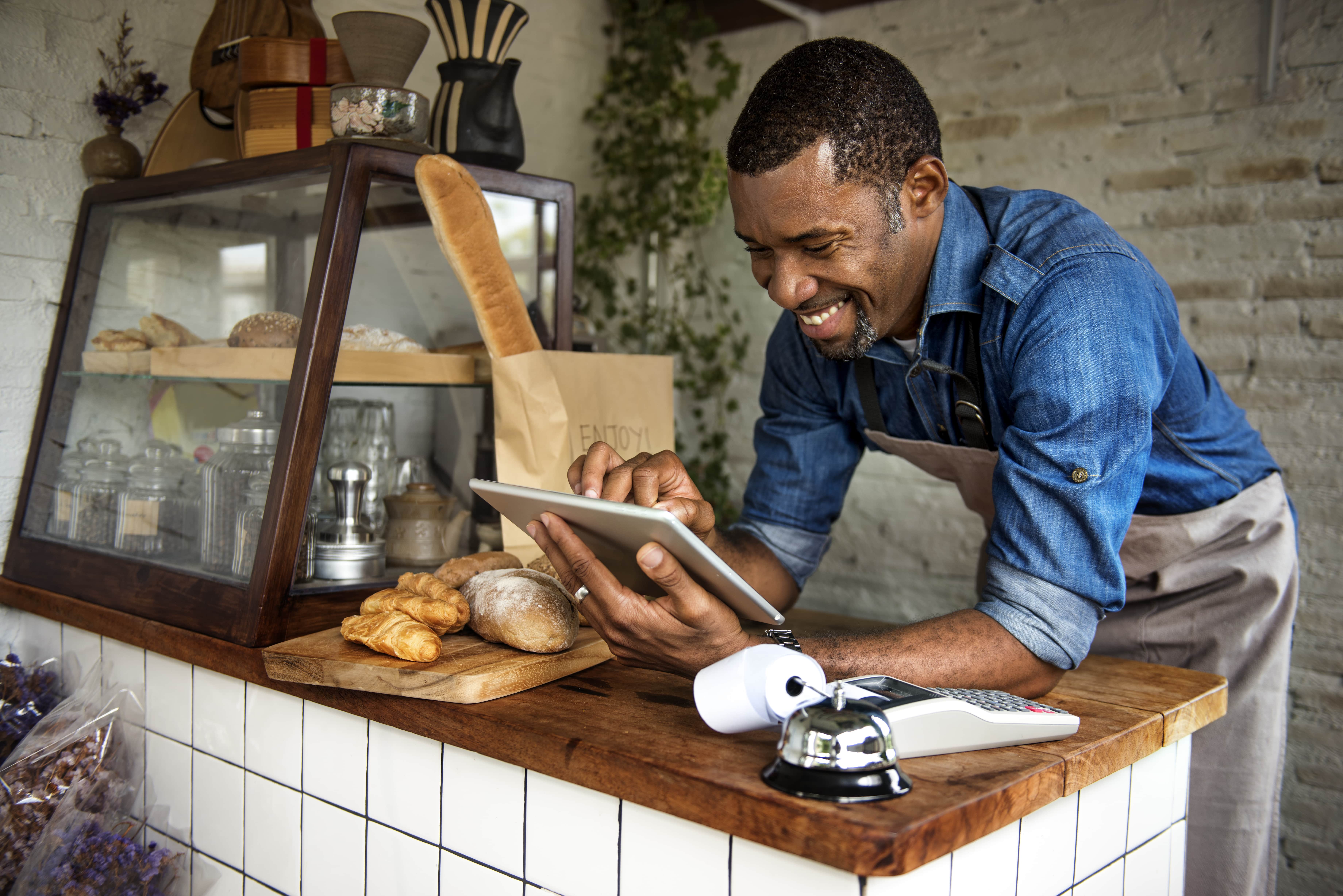 Bakery, Ipad, owner, bread, business