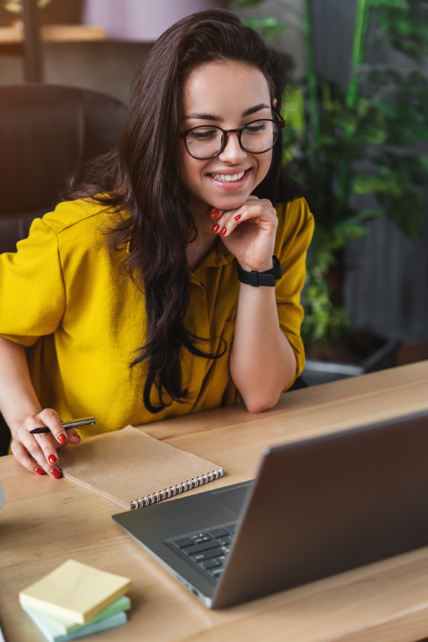 Woman using laptop