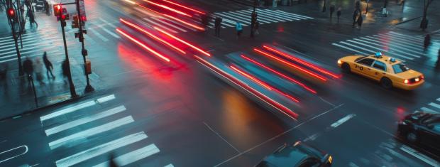 blurry rainy day crosswalk