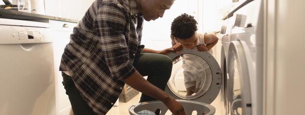 Laundry, Dryer, Father, Son, Fire Prevention