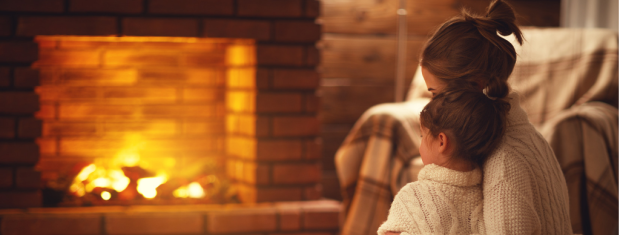 Fireplace, Fire, Cozy, Mother, Child