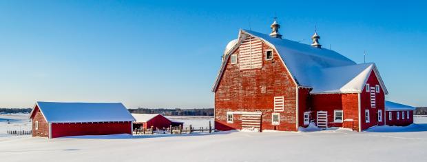 Winter Farming, Snow, Winter, Farm, Barn