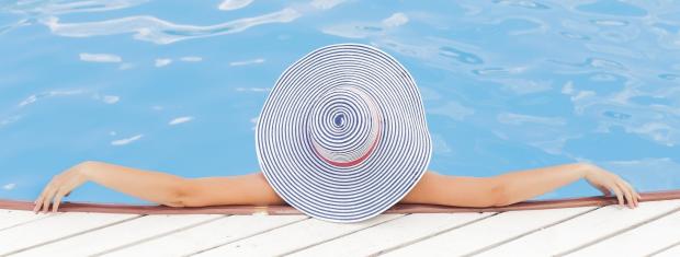 Poolside, Vacation, Summer, Relaxing, Beach Hat