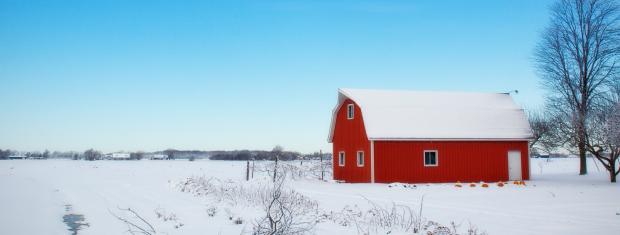 Winter Farming, Snow, Winter, Farm, Barn