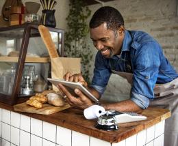 Bakery, Ipad, owner, bread, business