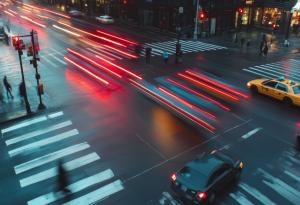 blurry rainy day crosswalk