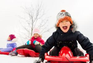 Sledding, Winter, Children, Snow