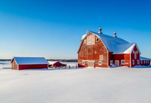 Winter Farming, Snow, Winter, Farm, Barn