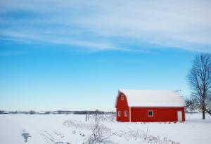 Winter Farming, Snow, Winter, Farm, Barn