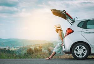 Road Trip, Woman, Car Trunk