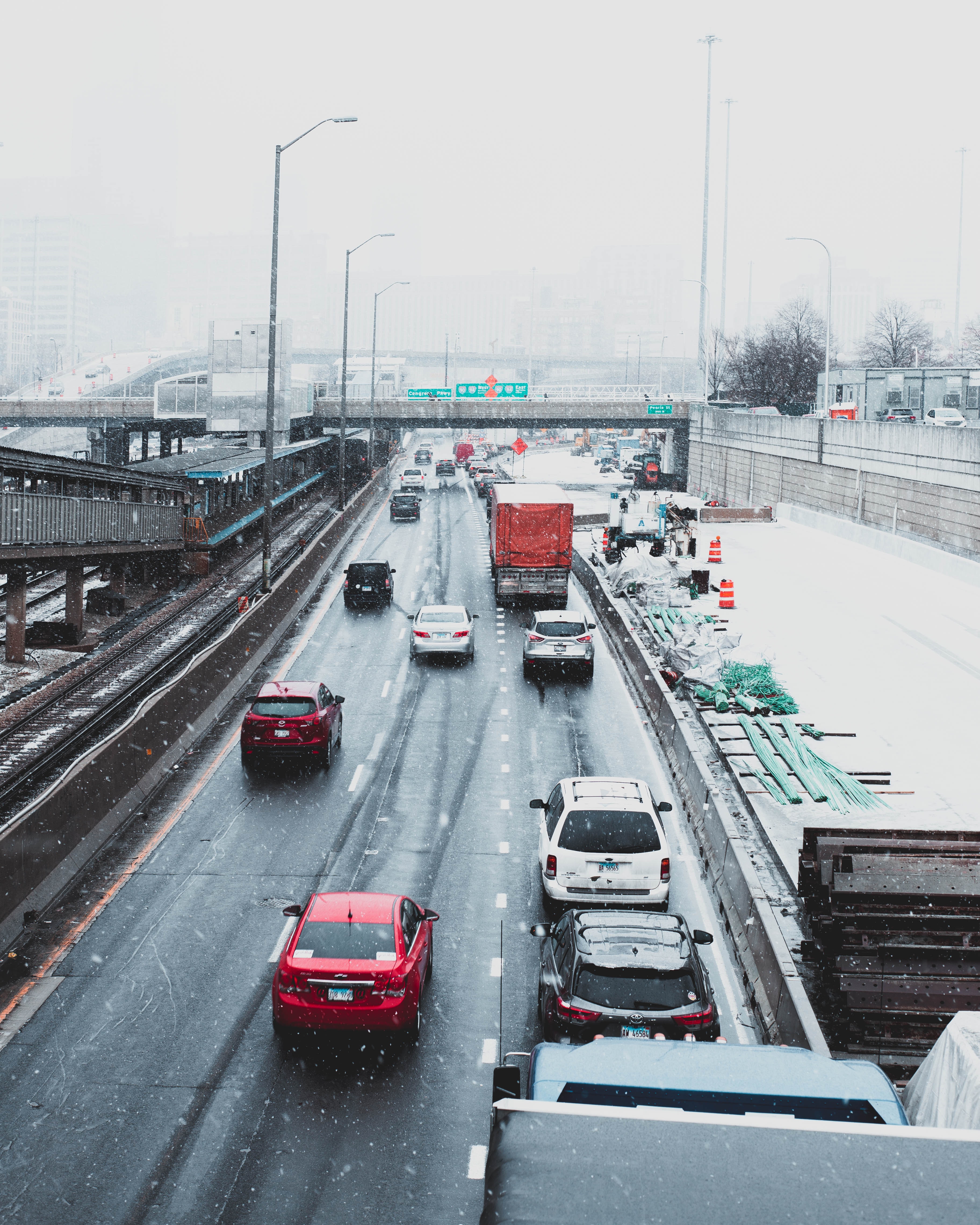 Roadway, Vehicles, Highway, Winter Driving